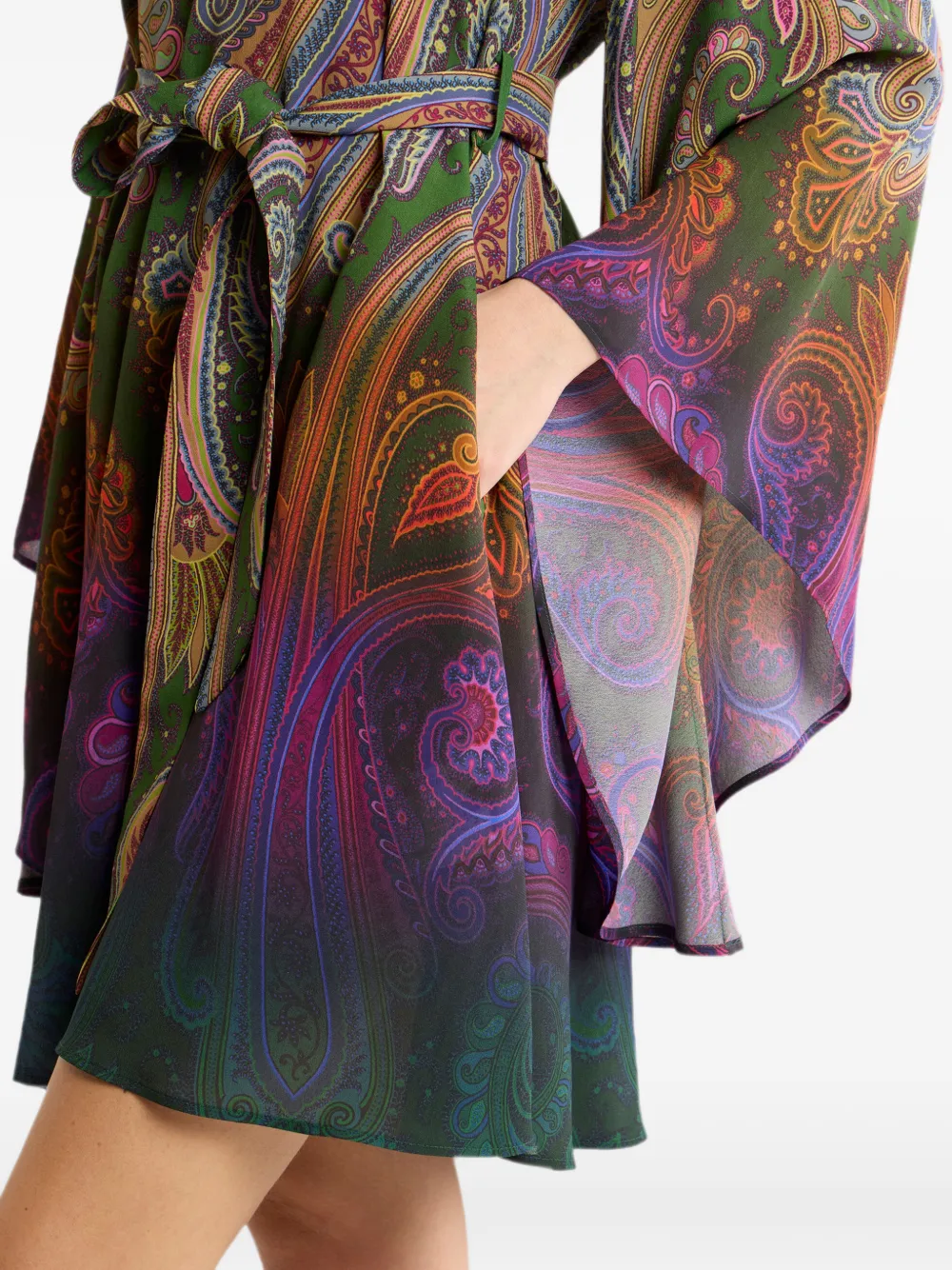 ETRO Mini-jurk met paisley-print en ceintuur Groen