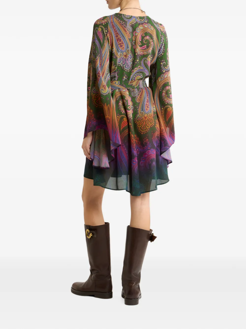 ETRO Mini-jurk met paisley-print en ceintuur Groen