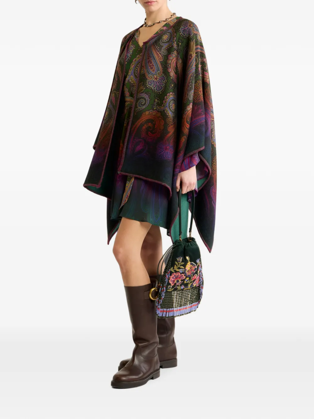 ETRO Mini-jurk met paisley-print en ceintuur Groen