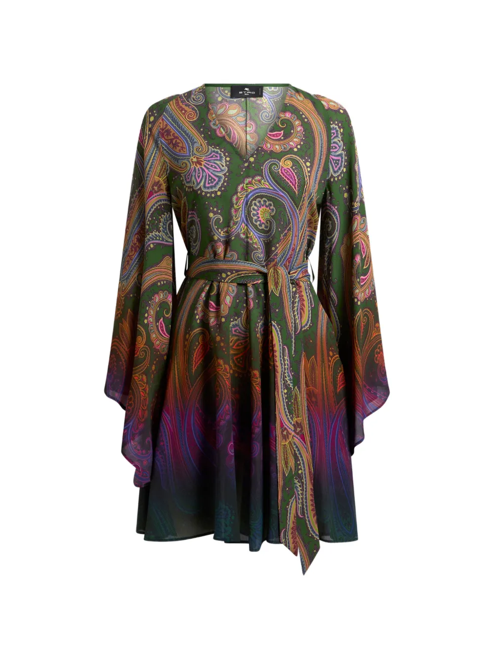 ETRO paisley-pattern belted mini dress - Green