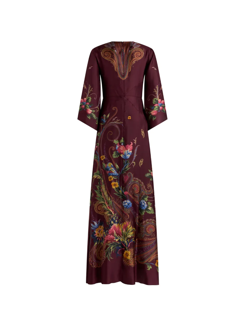 ETRO Lang zijden jurk met bloemige paisley-print Rood