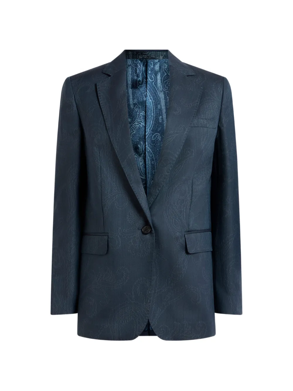 ETRO Giacca monopetto in lana jacquard con motivo paisley - Blu