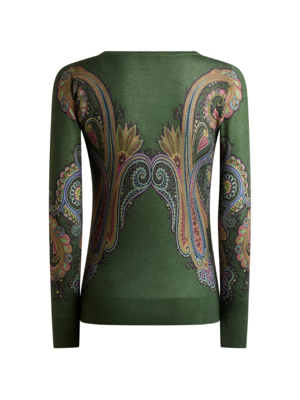 ETRO Zijden en kasjmier trui met V-hals en paisley-print Groen