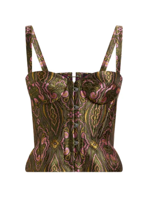ETRO top estilo corset con motivo floral de medallón