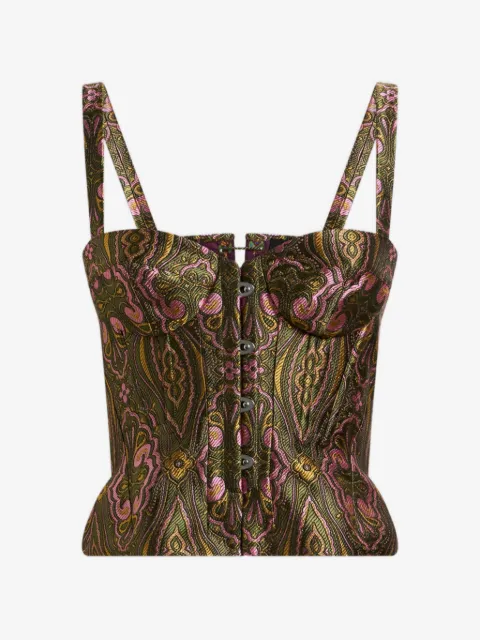 ETRO jacquard corset top with floral medallion motif