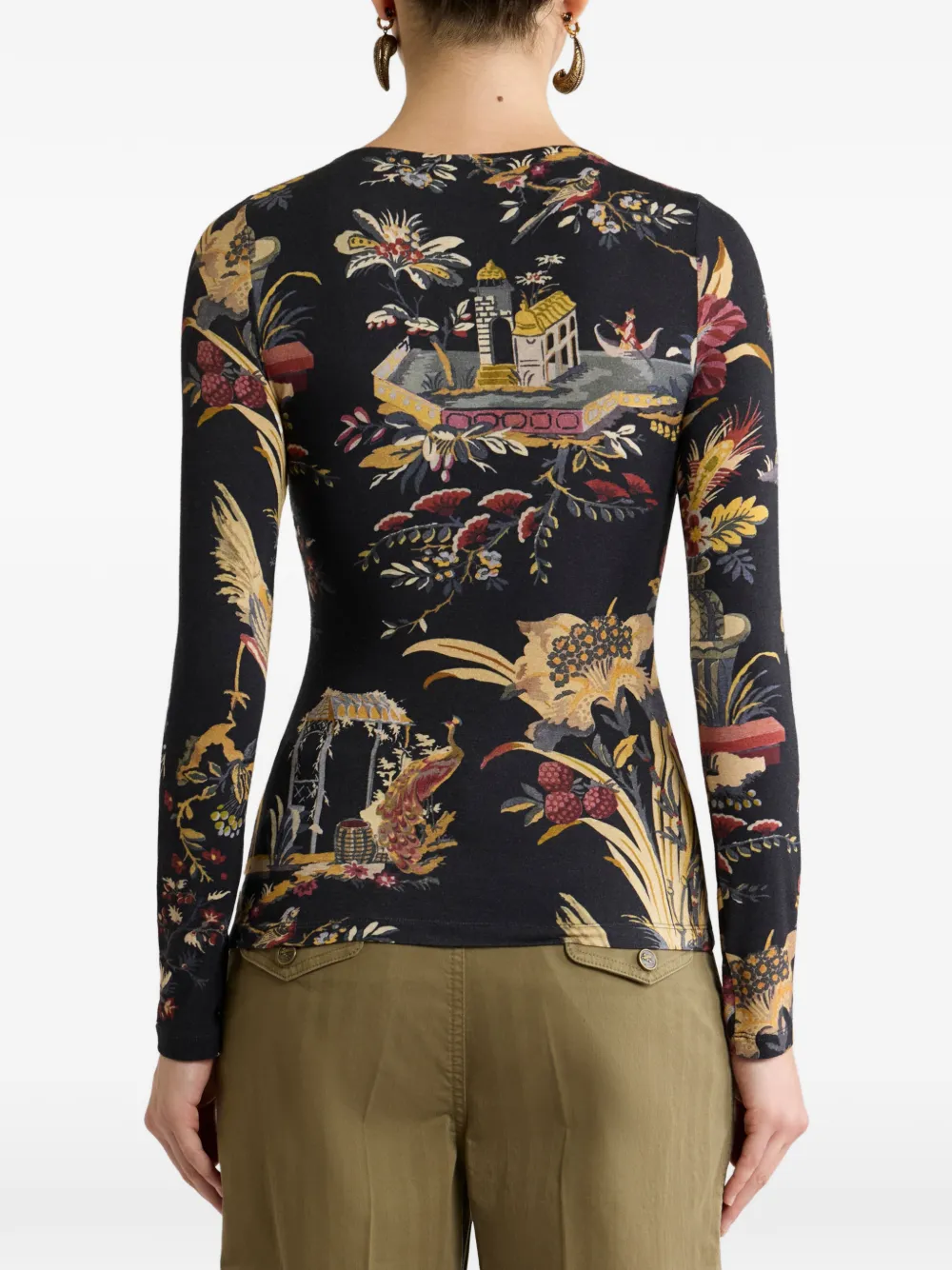 ETRO Jersey trui met bloem- en dieren-motief Zwart
