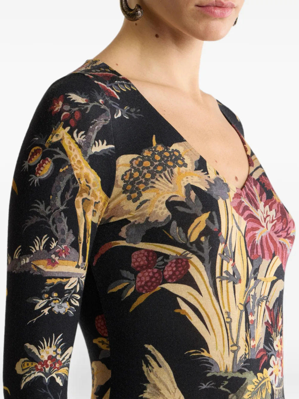 ETRO Jersey trui met bloem- en dieren-motief Zwart