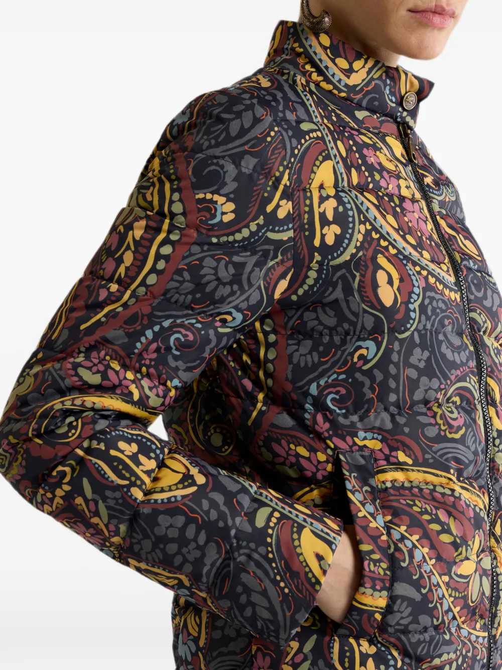 ETRO Cropped gerecycled nylon donsjas met Paisley-motief Blauw