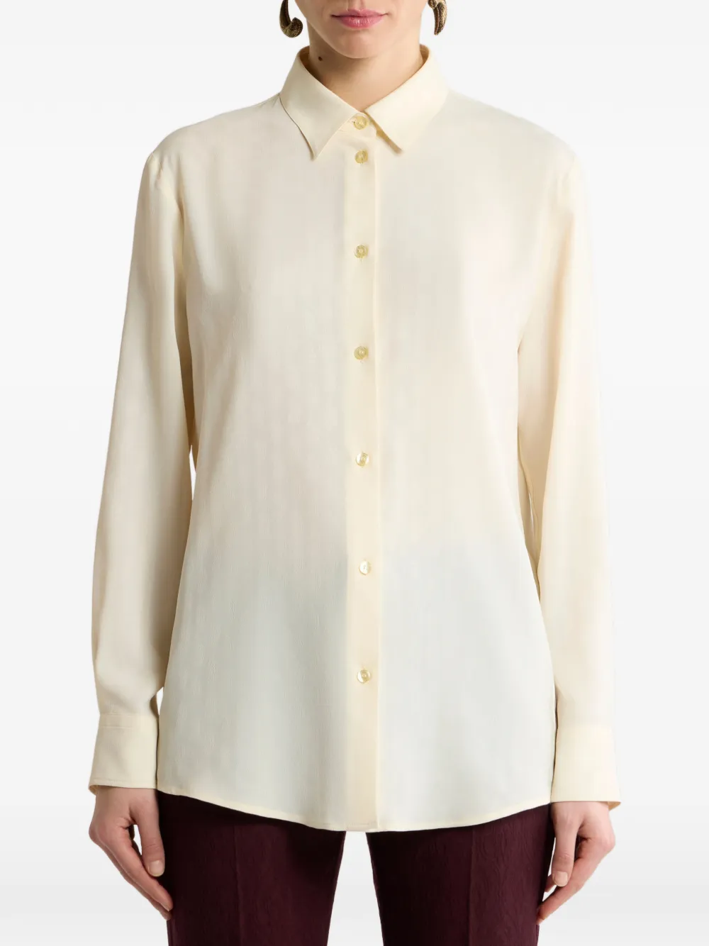 ETRO Jacquard blouse van zijdeblend met paisley-patroon Beige