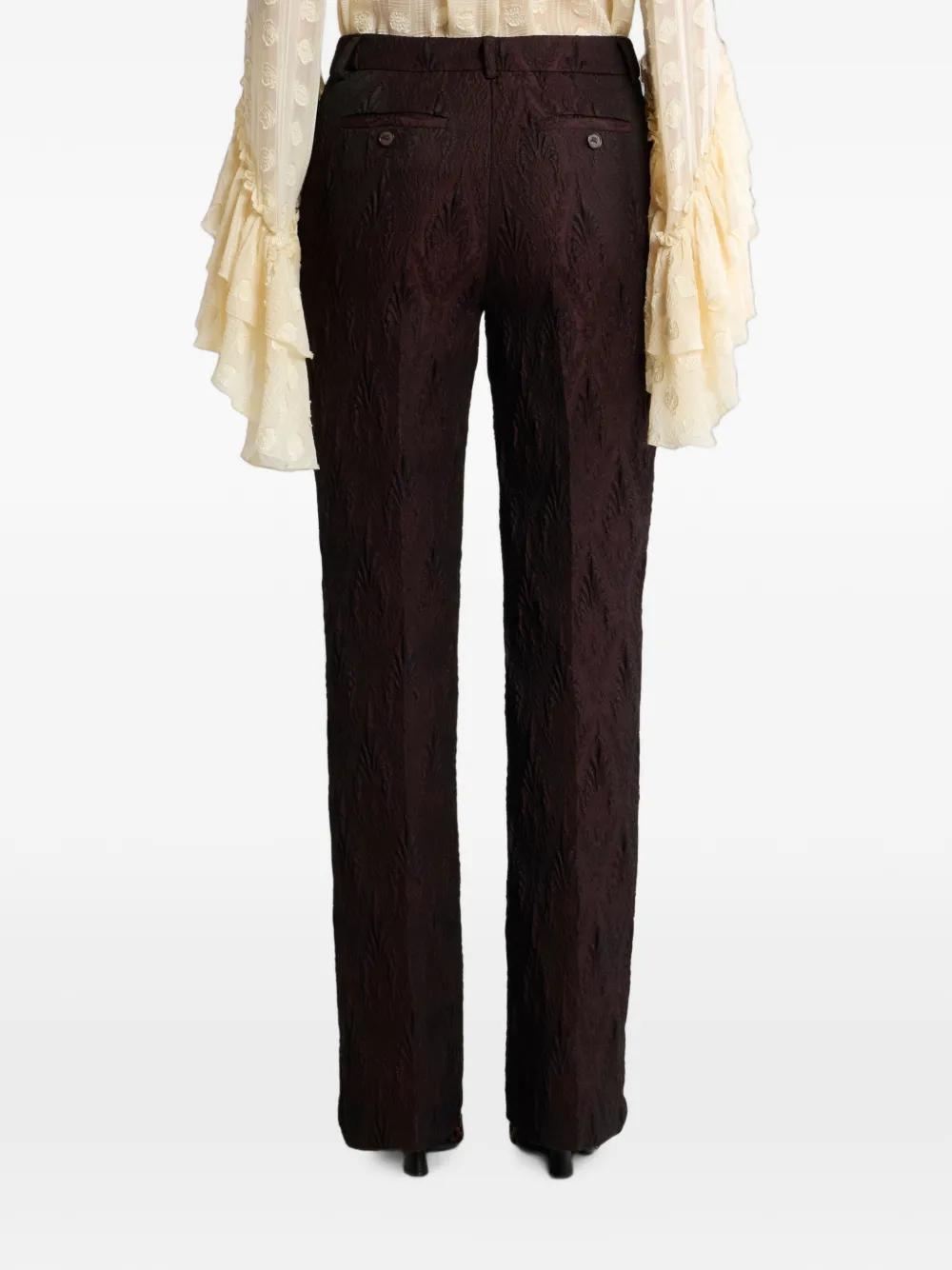 ETRO Jacquard broek met bloemenmedaillon motief Rood