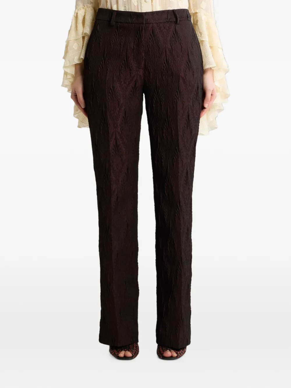 ETRO Jacquard broek met bloemenmedaillon motief Rood