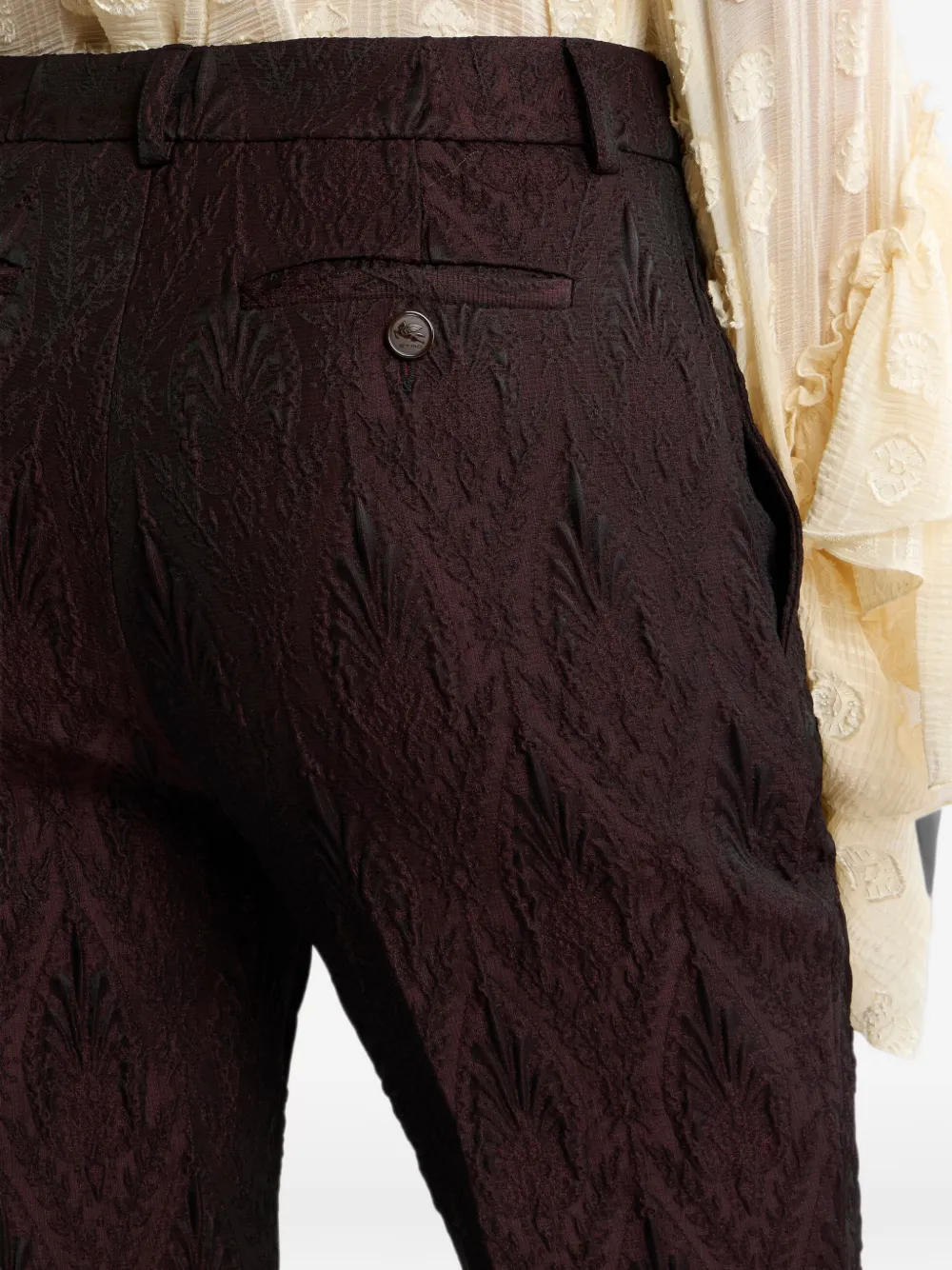 ETRO Jacquard broek met bloemenmedaillon motief Rood
