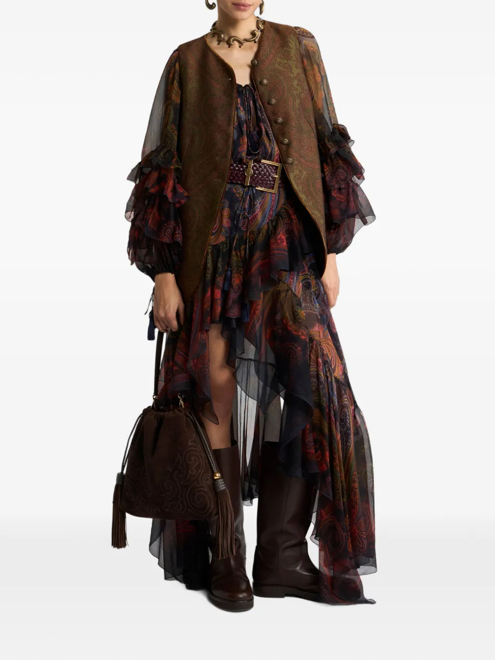 ETRO Jacquard gilet van wolblend met Paisley-motief Bruin
