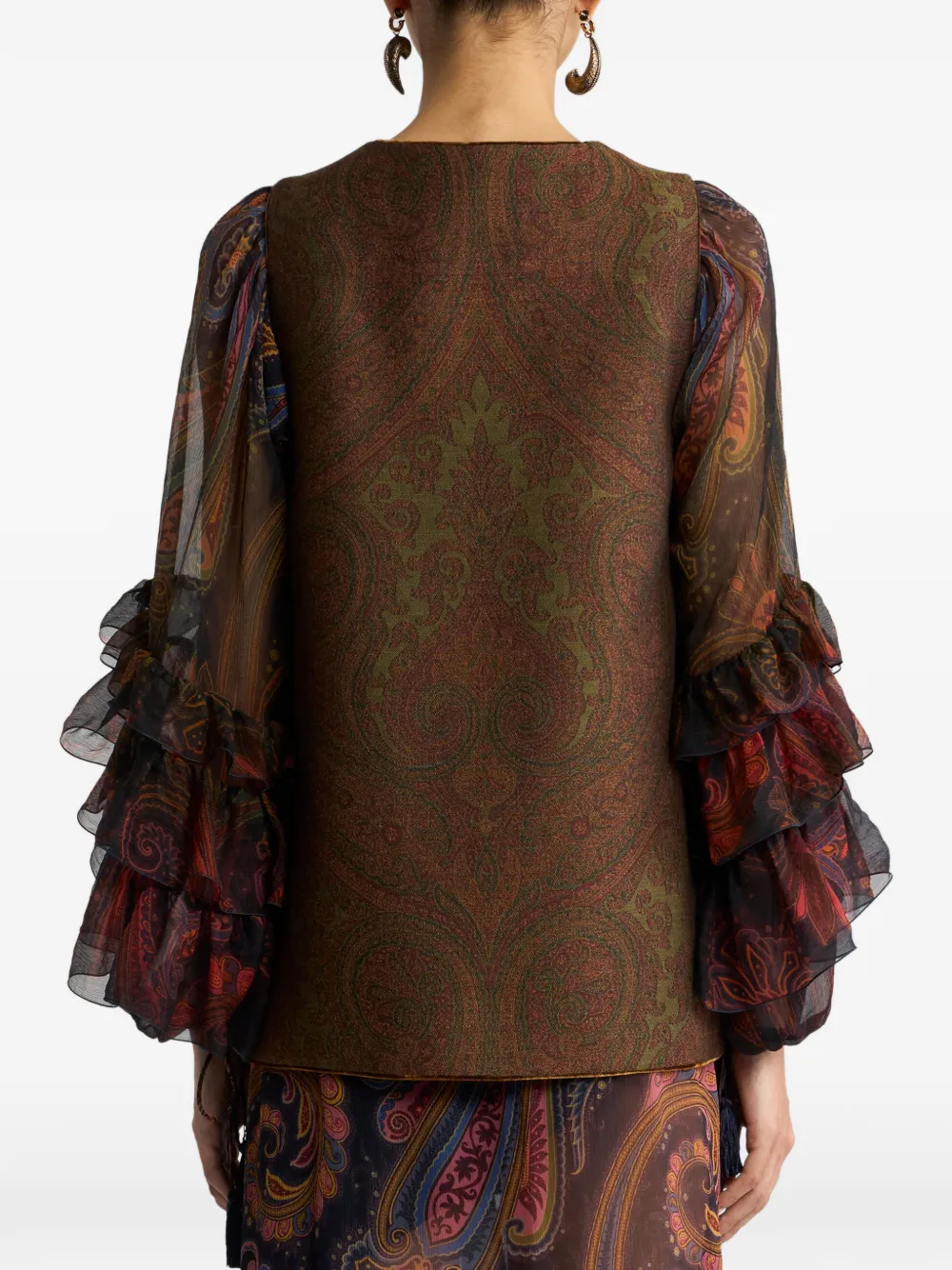 ETRO Jacquard gilet van wolblend met Paisley-motief Bruin