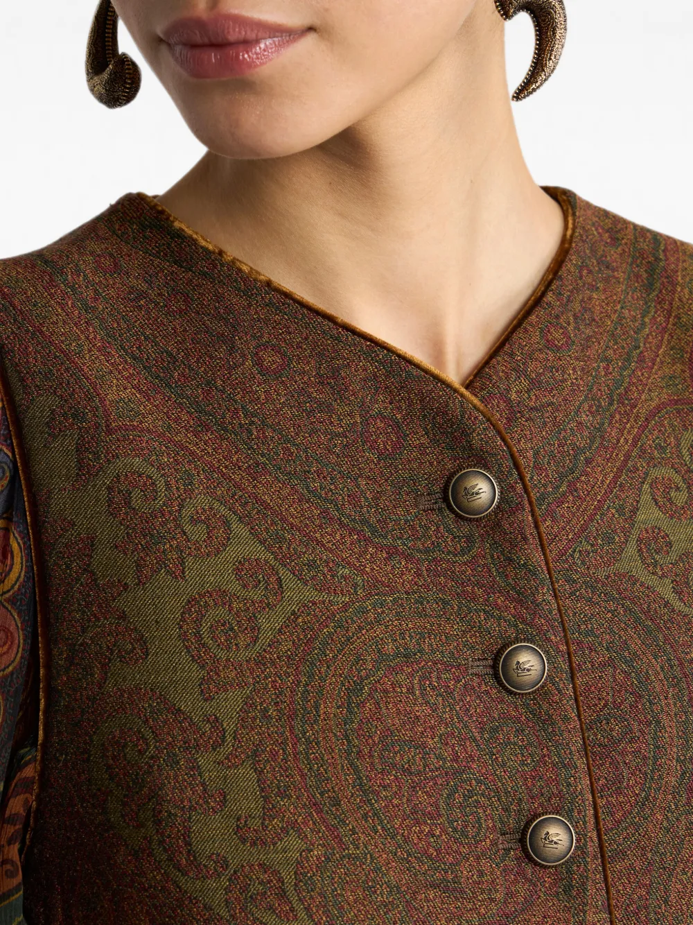 ETRO Jacquard gilet van wolblend met Paisley-motief Bruin