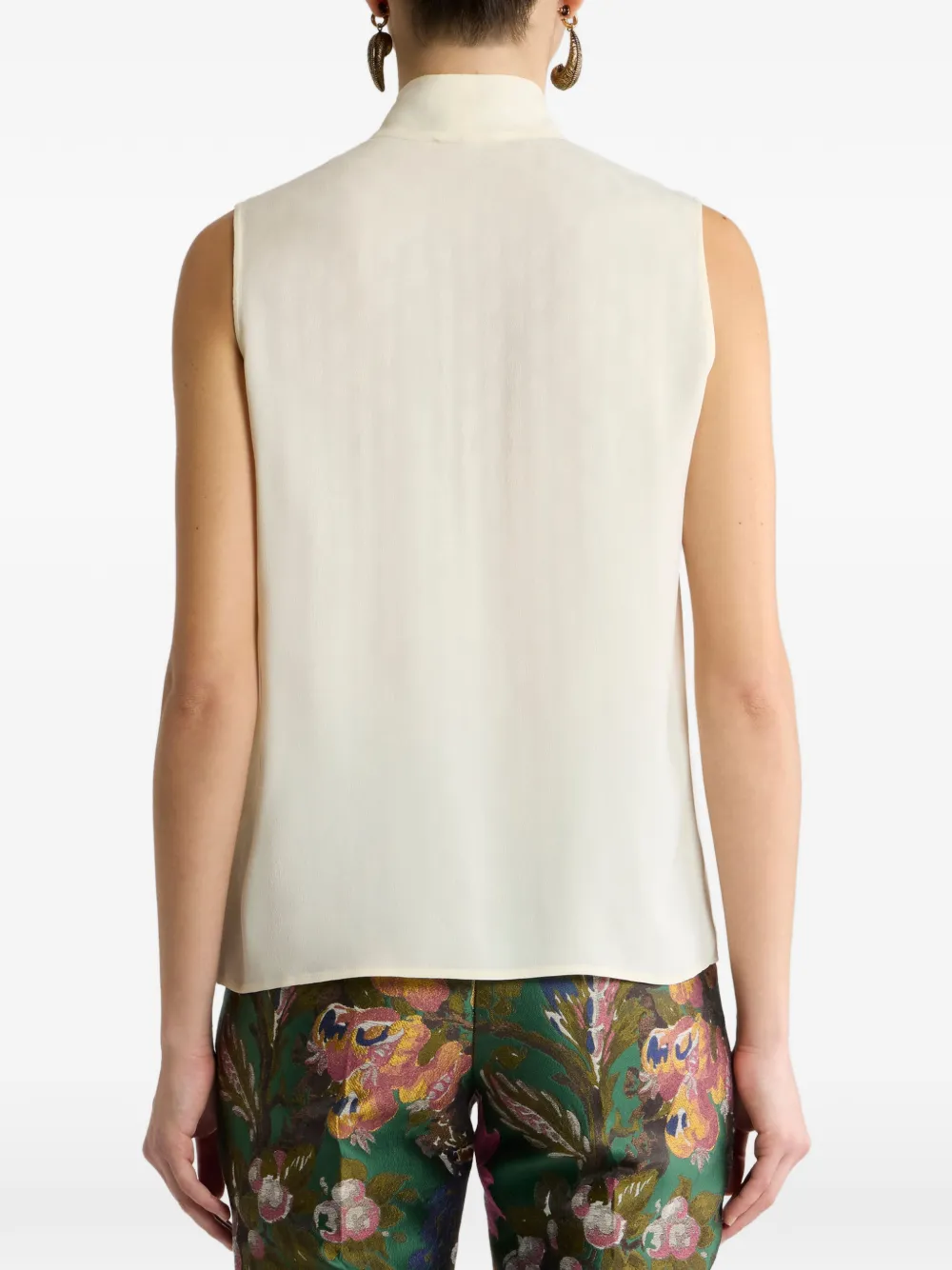 ETRO Jacquard top van zijdeblend met zijden sjaal en paisley-patroon Beige