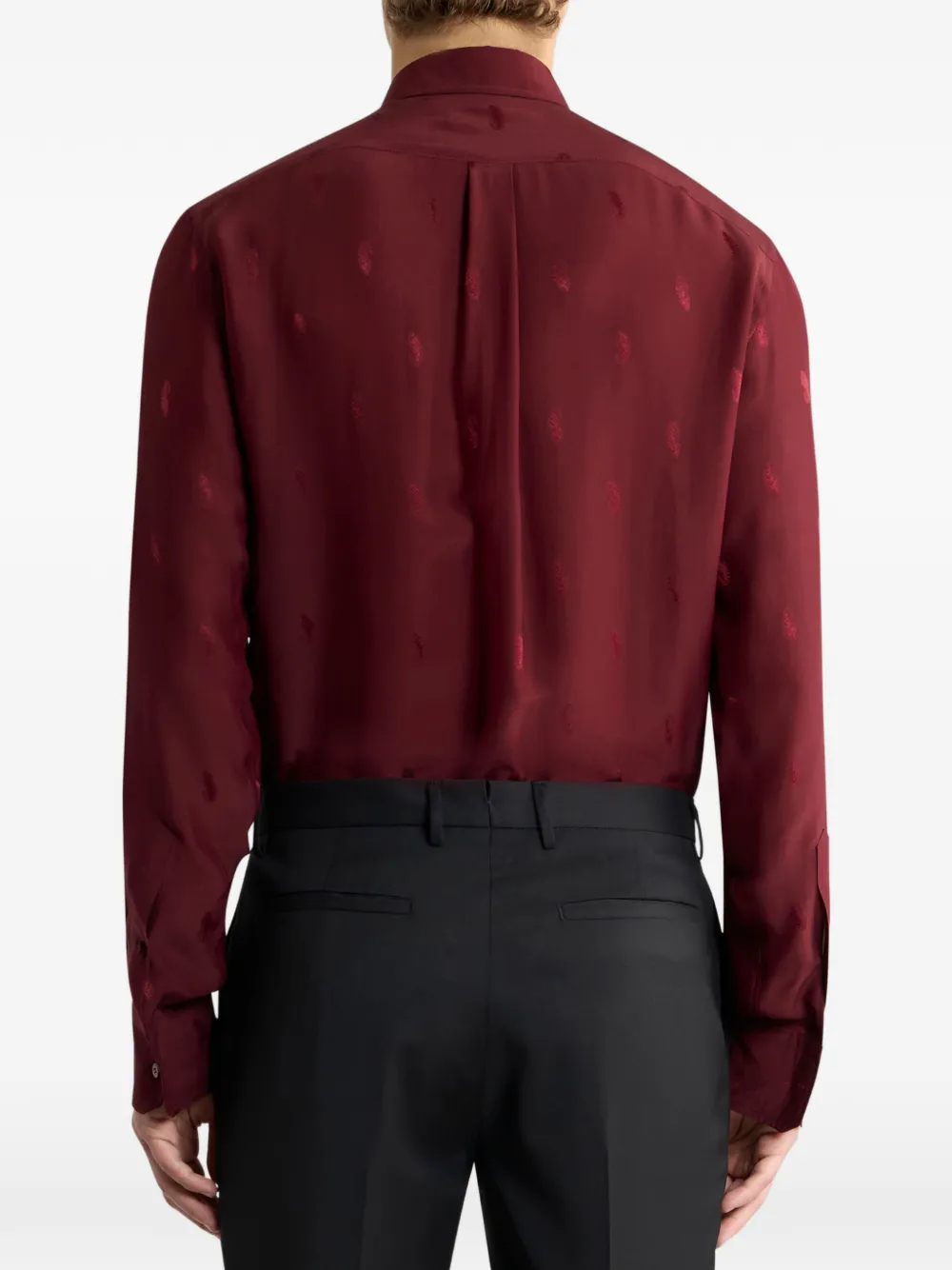 ETRO Jacquard overhemd van zijdeblend met paisley Rood