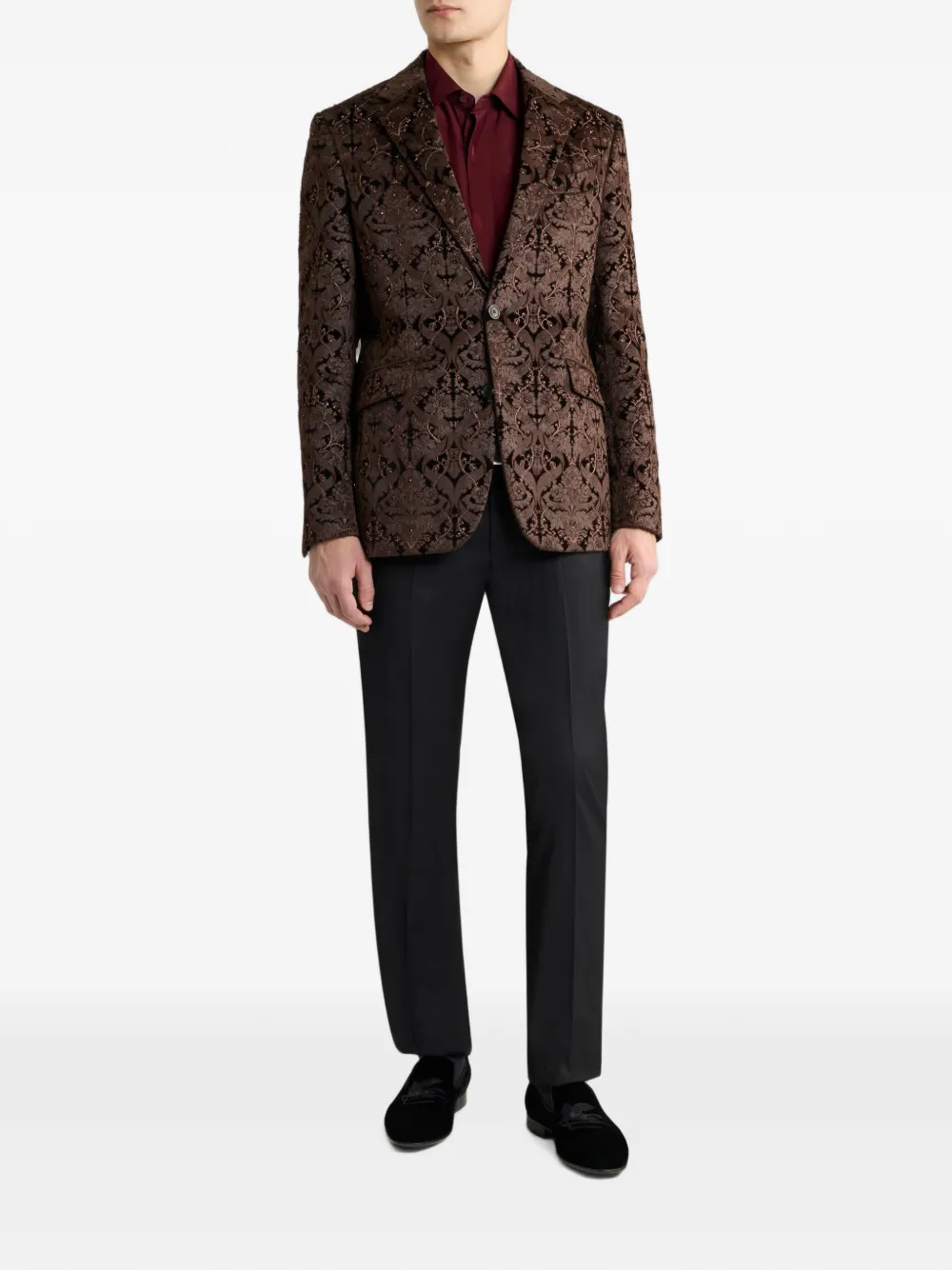 ETRO Jacquard overhemd van zijdeblend met paisley Rood