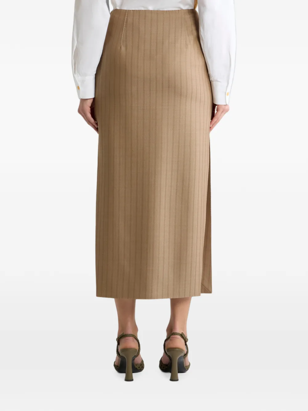 ETRO Wollen jacquard midi-rok met gestreept patroon Bruin
