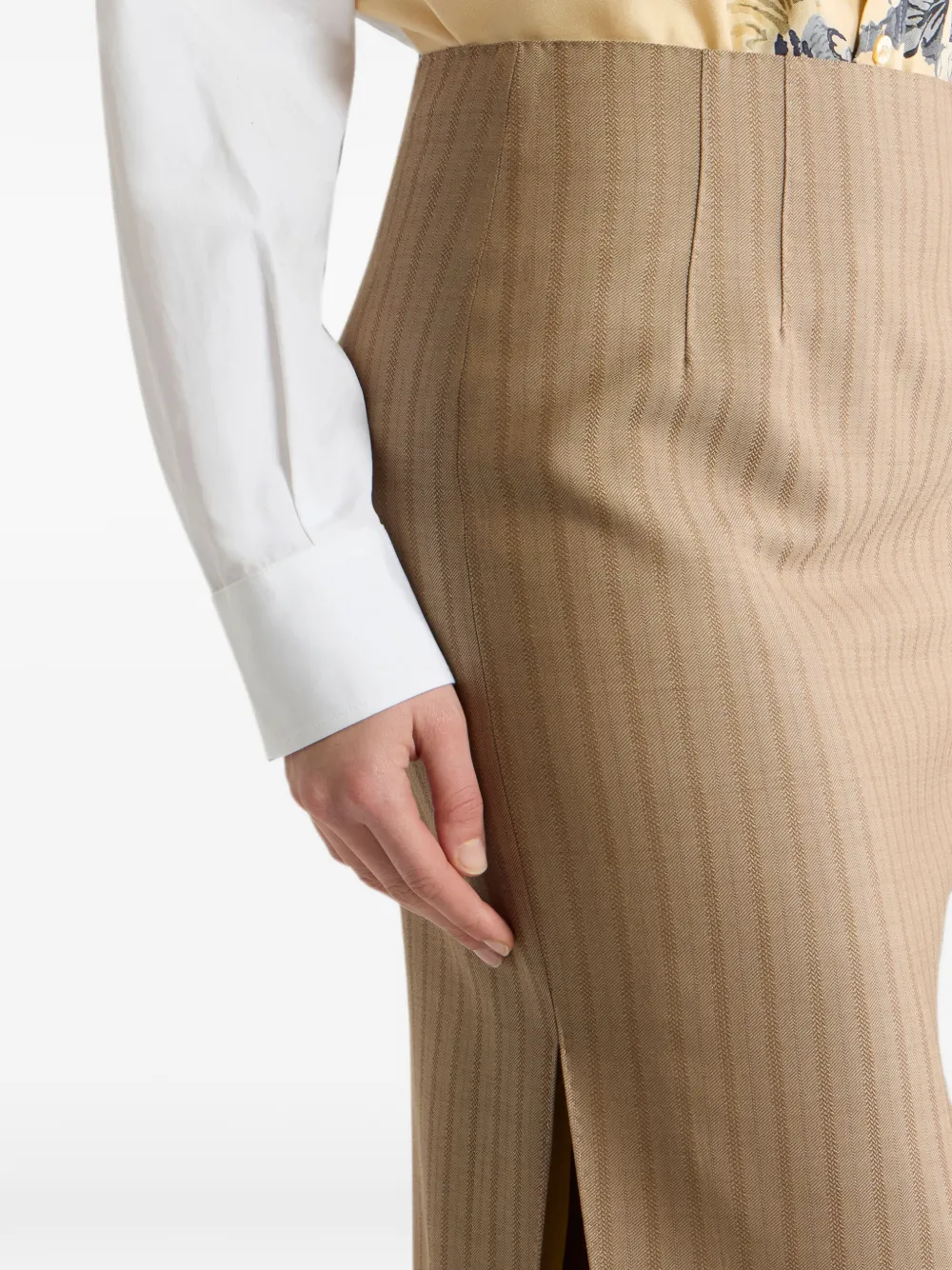ETRO Wollen jacquard midi-rok met gestreept patroon Bruin