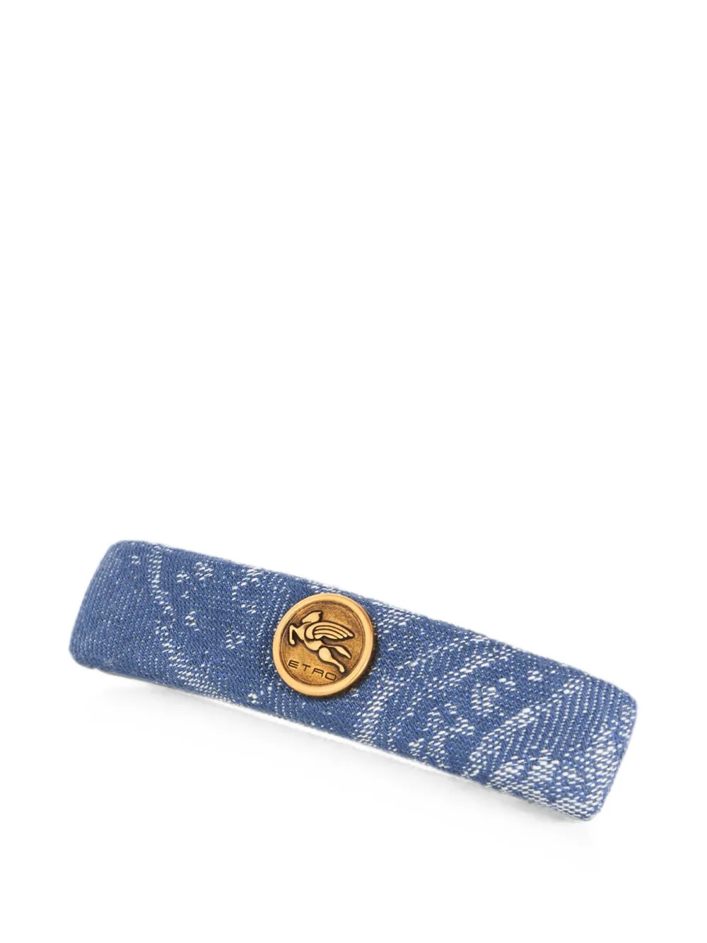 ETRO Fermaglio in cotone e lino jacquard con motivo a foglie - Blu