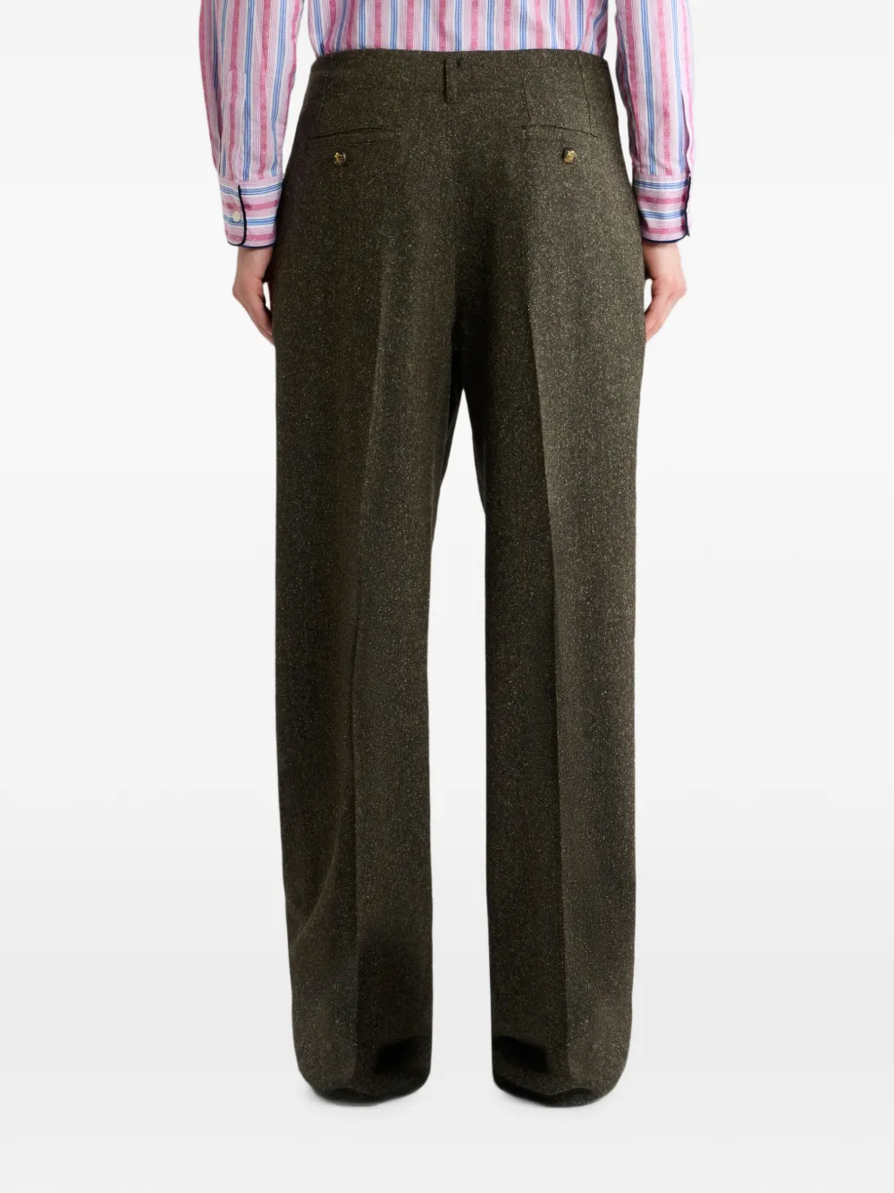 ETRO Jacquard broek van wolblend met Pegaso-knopen Groen