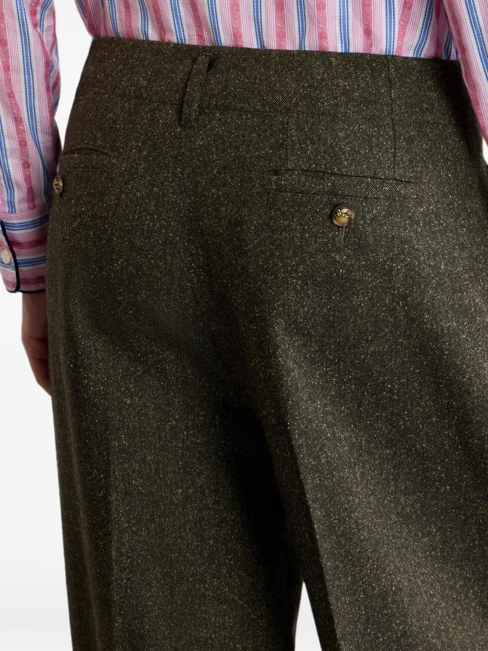 ETRO Jacquard broek van wolblend met Pegaso-knopen Groen