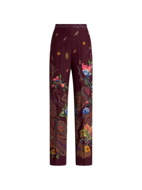 ETRO pantalones de seda con motivo micro y estampado floral de cachemira