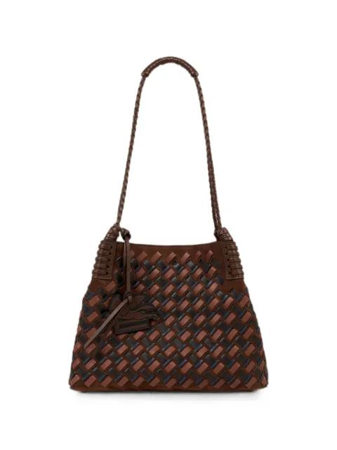 ETRO small Libra tote bag in suede and woven leather 