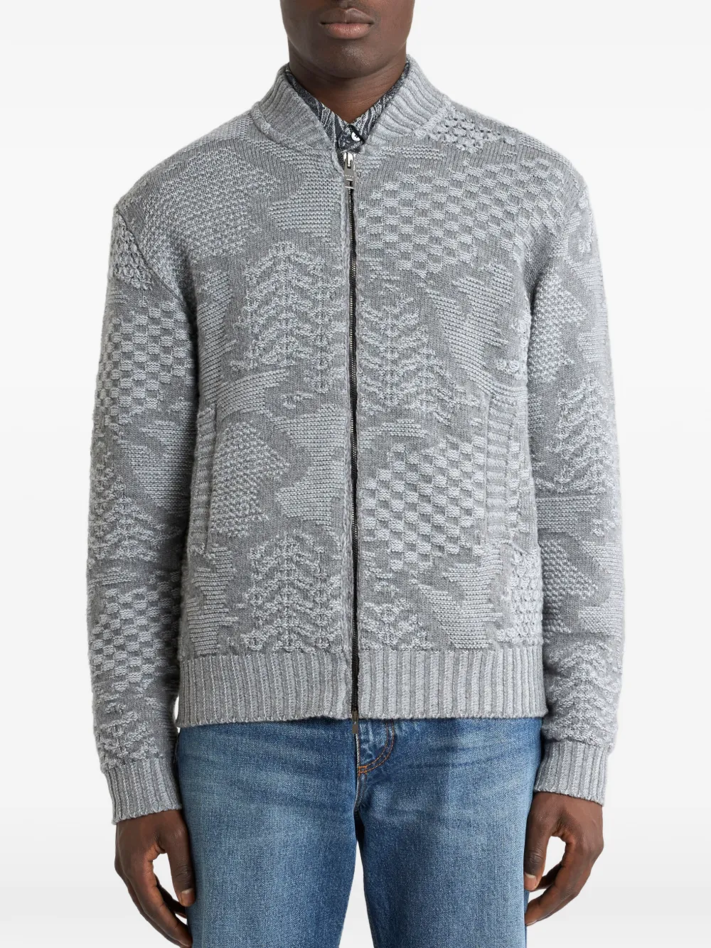 ETRO Gebreid bomberjack van wolblend met print Grijs