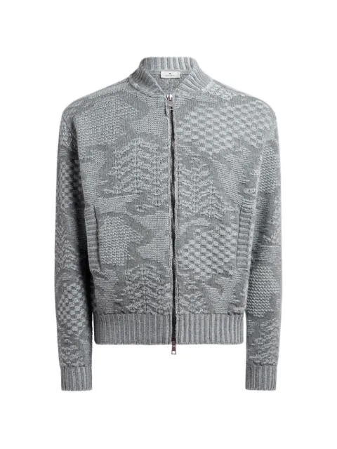 ETRO knit wool-blend bomber jacket with motif