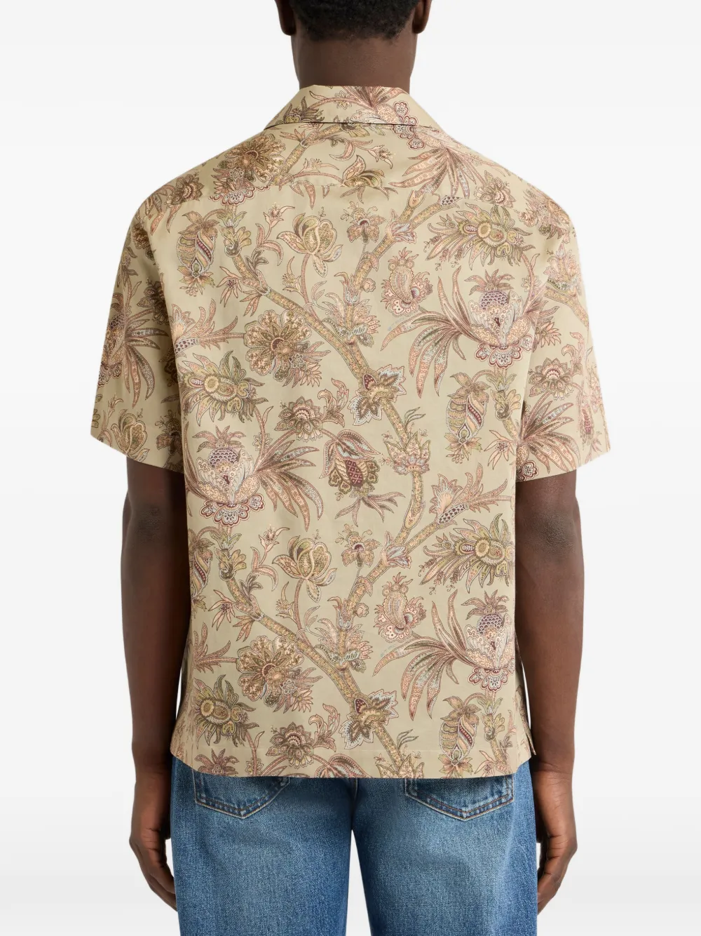 ETRO Overhemd van katoen-satijn met bloemig paisley-patroon Beige
