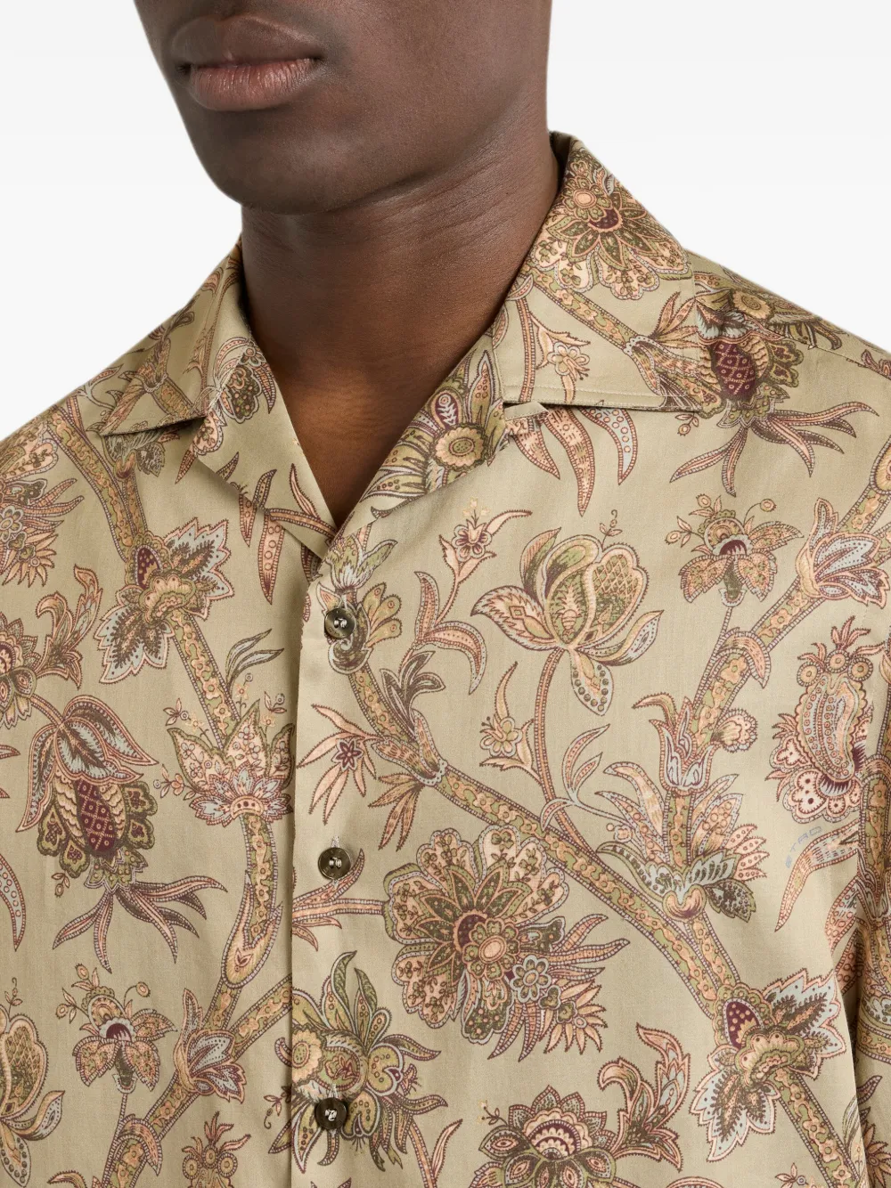ETRO Overhemd van katoen-satijn met bloemig paisley-patroon Beige