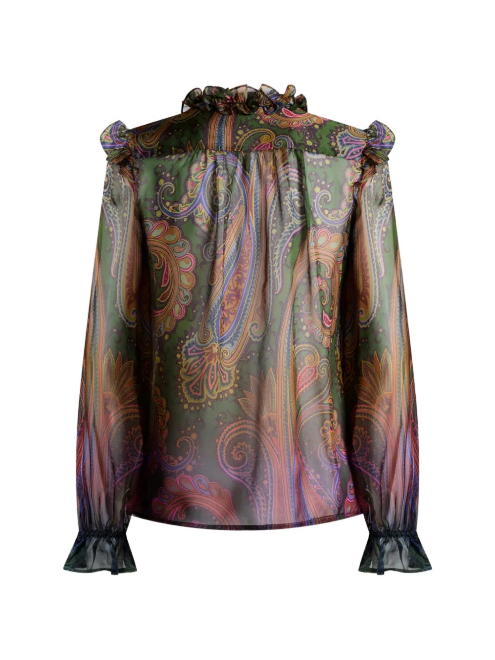 ETRO Zijden blouse met degradé paisley-print Groen