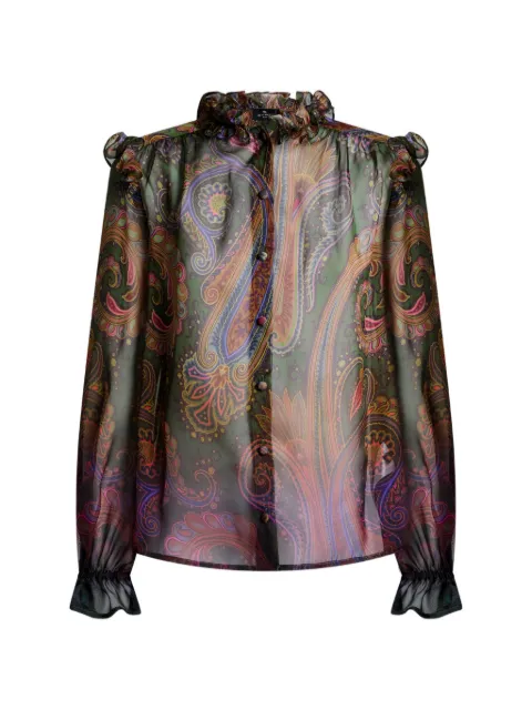 ETRO 디그라데 페이즐리 프린트 실크 셔츠