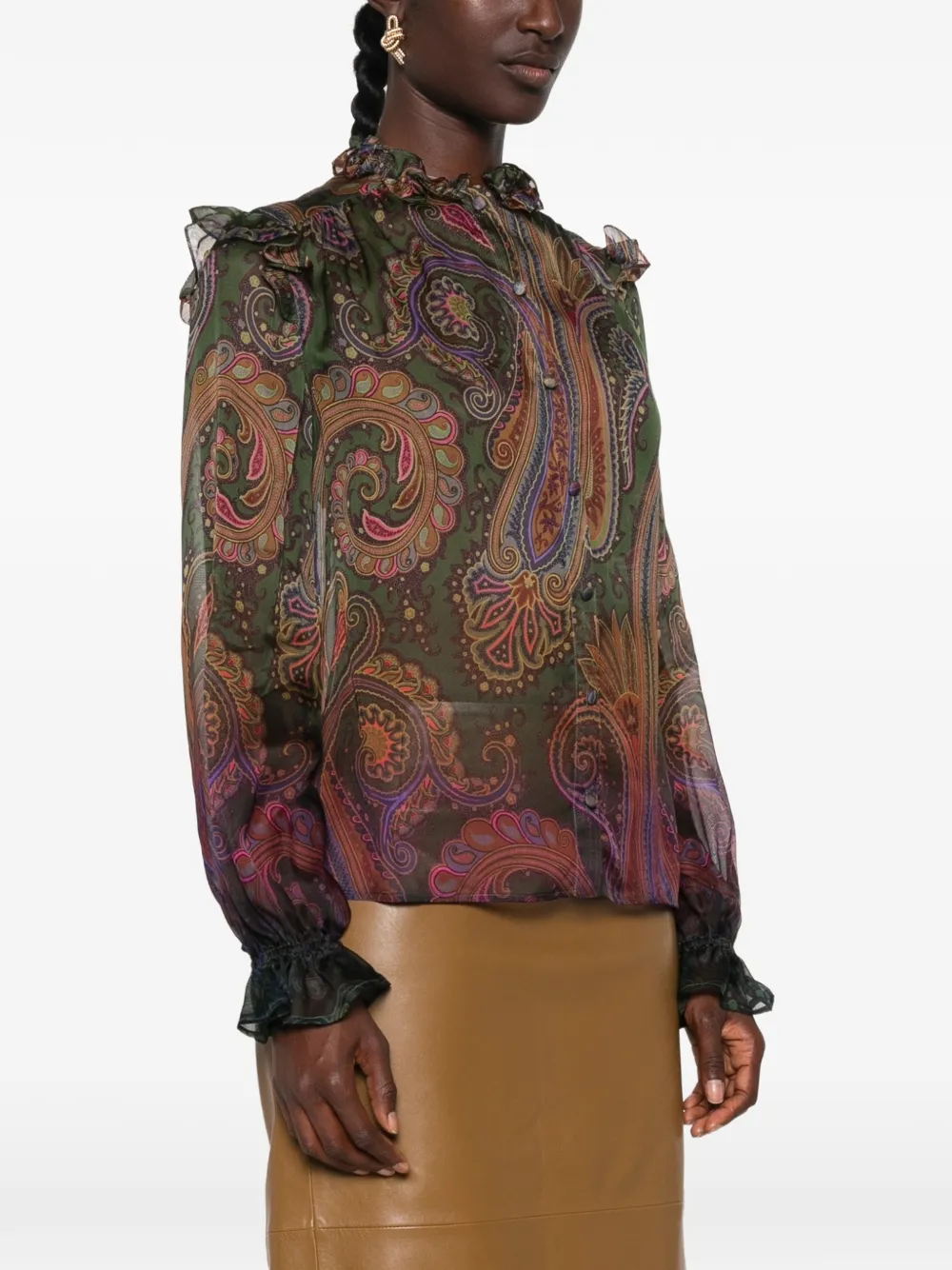 ETRO Zijden blouse met degradé paisley-print Groen