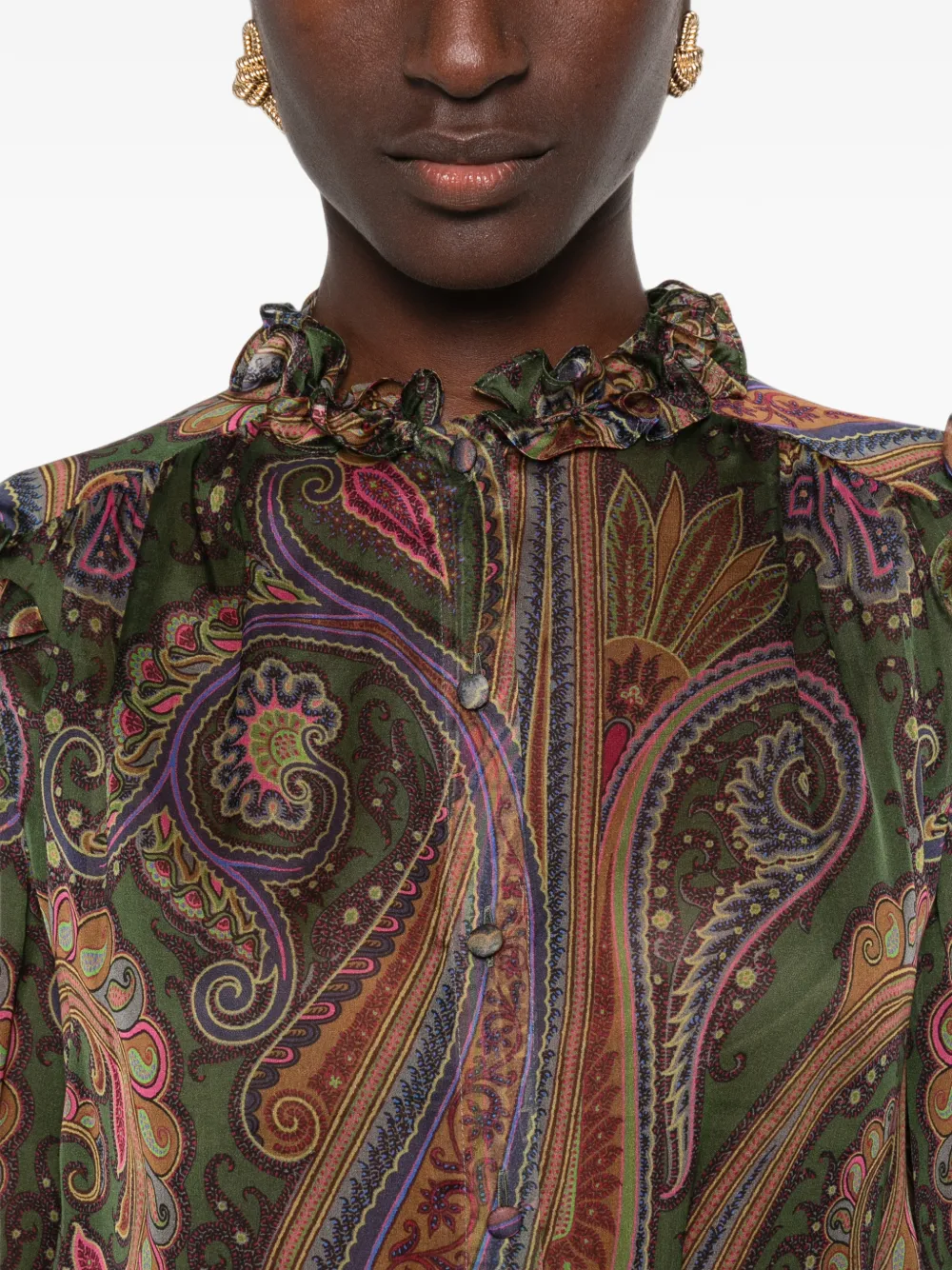 ETRO Zijden blouse met degradé paisley-print Groen