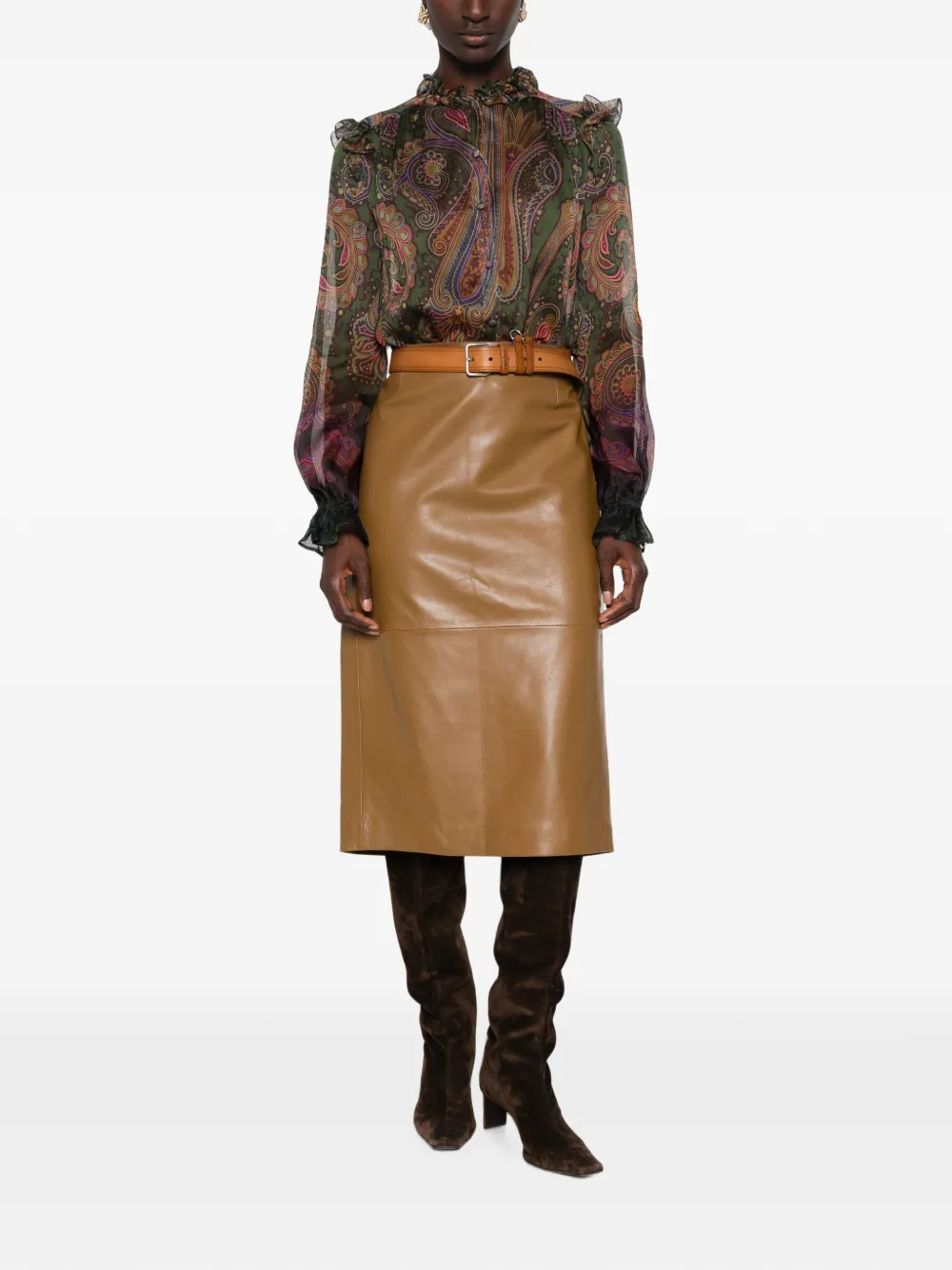 ETRO Zijden blouse met degradé paisley-print Groen
