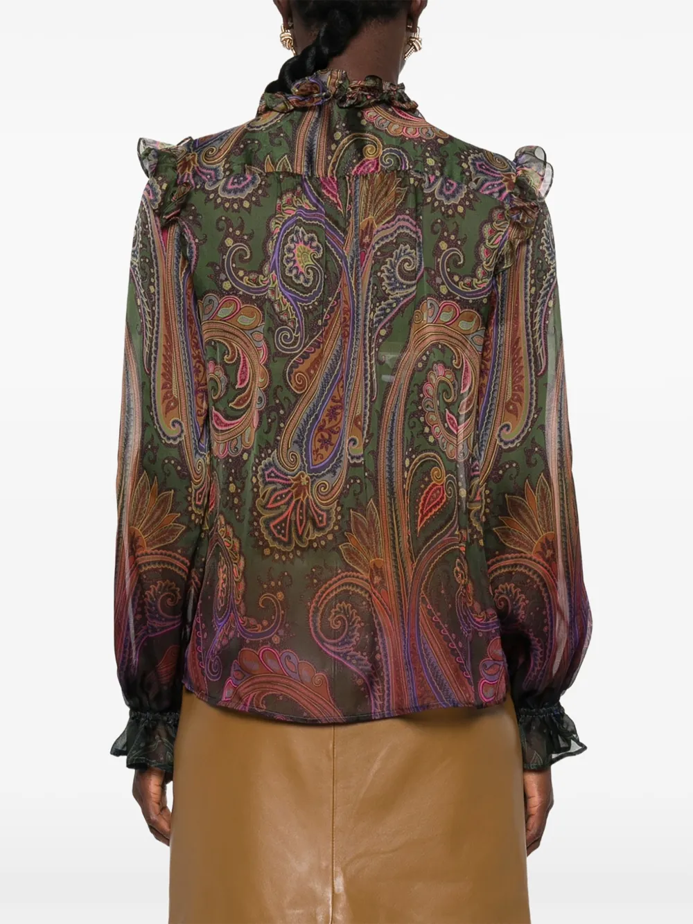ETRO Zijden blouse met degradé paisley-print Groen