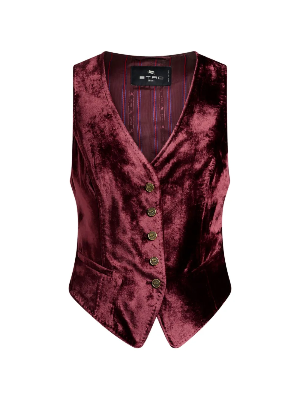 ETRO single-breasted velvet waistcoat with Pegaso buttons - Rot