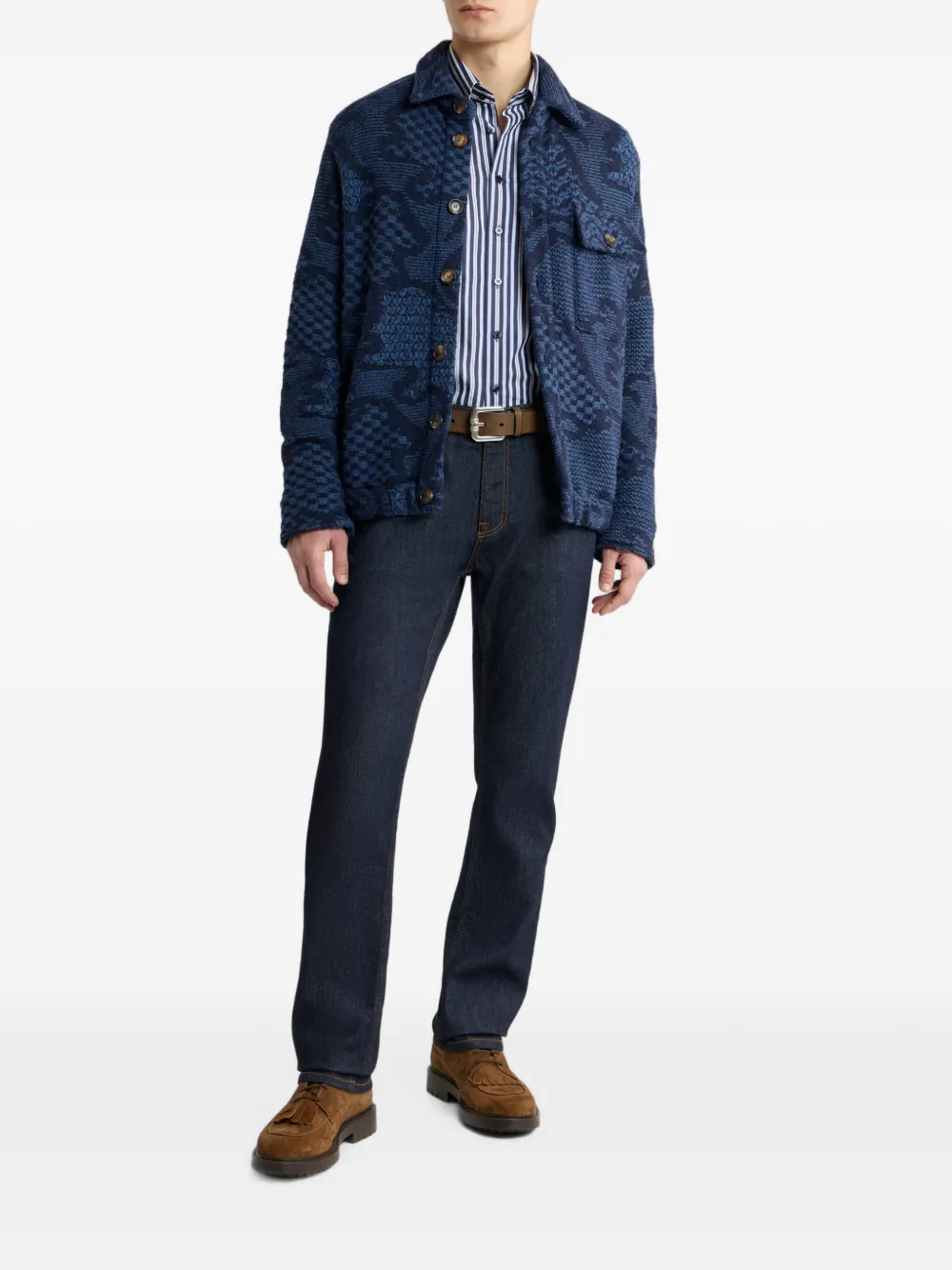  Etro Patterned Wool-blend Overshirt Jacket - Bleu 