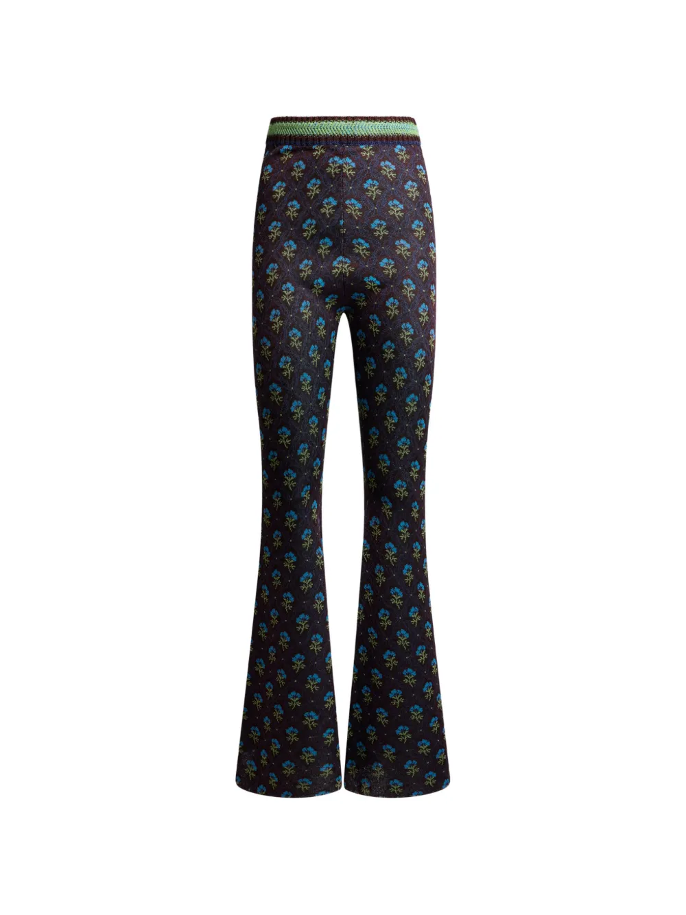 ETRO fit-and-flare jacquard trousers with diamond flower motif - Brown