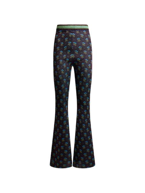 ETRO fit-and-flare jacquard trousers with diamond flower motif 