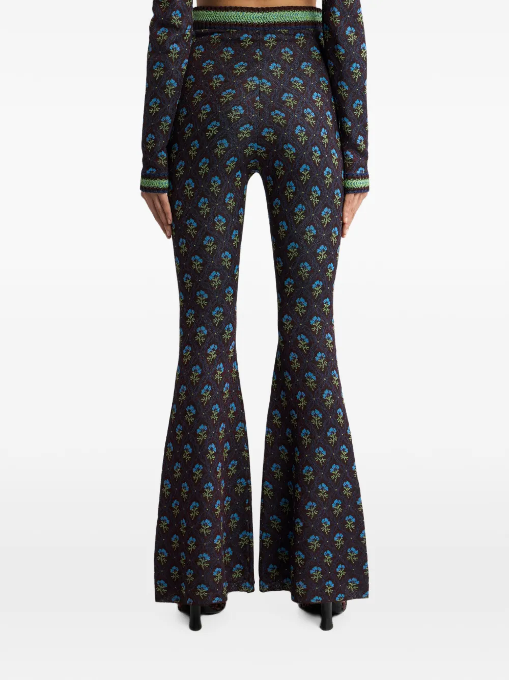 ETRO Fit-and-flare jacquard broek met diamanten bloemenmotief Bruin