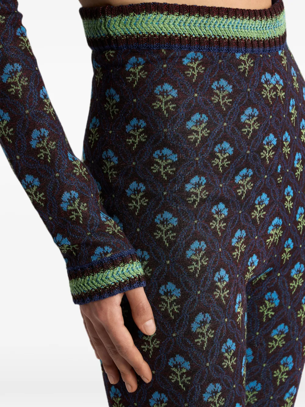 ETRO Fit-and-flare jacquard broek met diamanten bloemenmotief Bruin