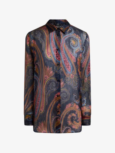ETRO camisa de seda con motivo de cachemira