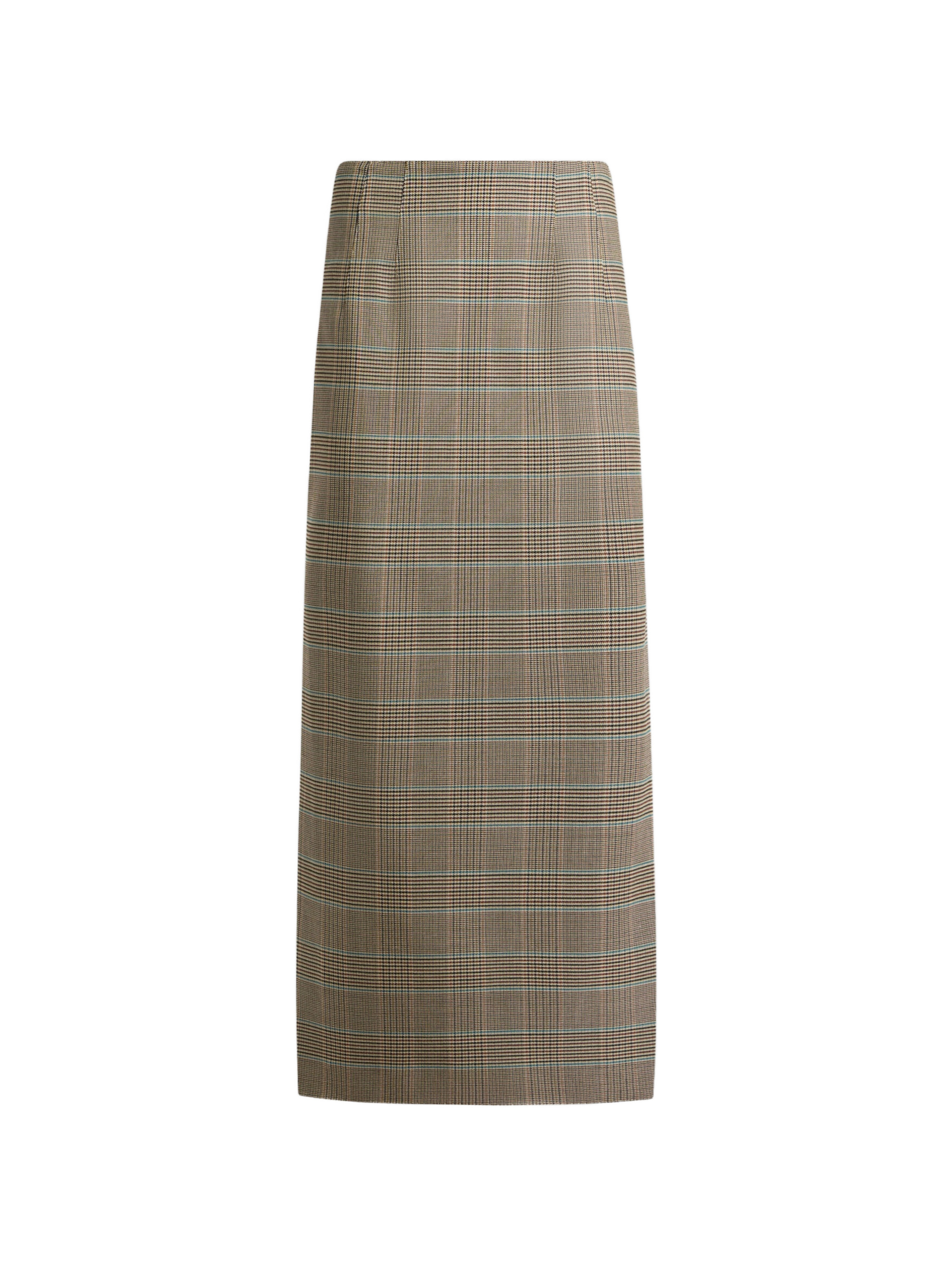 stretch wool midi skirt with Prince of Wales motif - Image 1