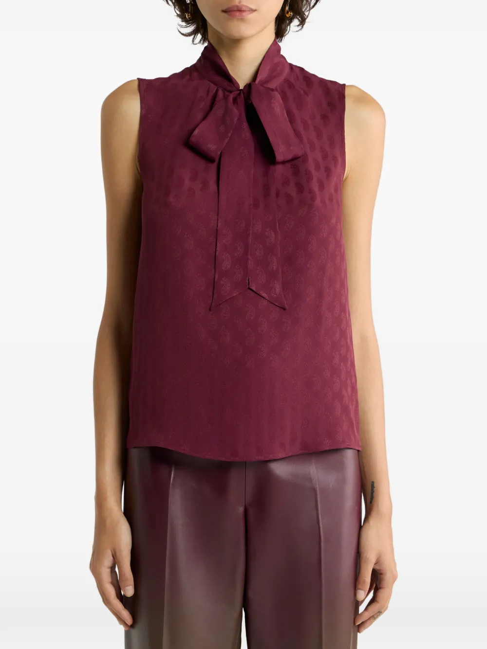 ETRO Jacquard top van zijdeblend met zijden sjaal en paisley-patroon Rood
