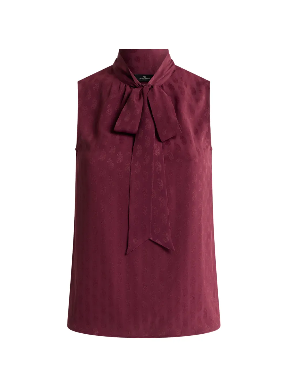 ETRO silk-blend jacquard top with silk scarf and Paisley motif - Rosso