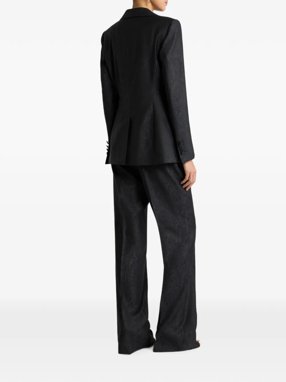 ETRO Blazer van wol met enkele rij knopen en Arnica-jacquard Zwart